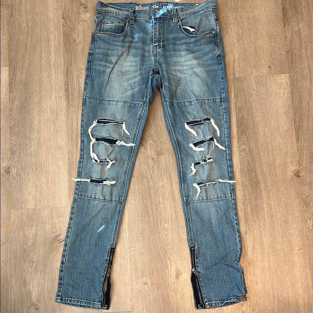 Rogue Blue Distressed Slim-Fit Jeans